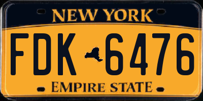 NY license plate FDK6476