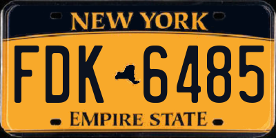 NY license plate FDK6485
