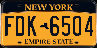 NY license plate FDK6504
