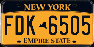 NY license plate FDK6505