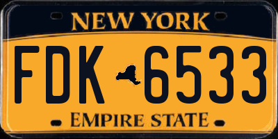 NY license plate FDK6533