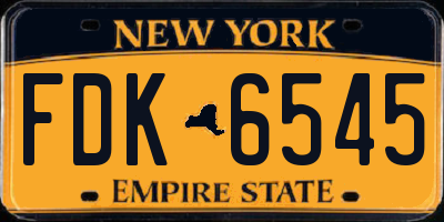 NY license plate FDK6545