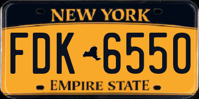 NY license plate FDK6550