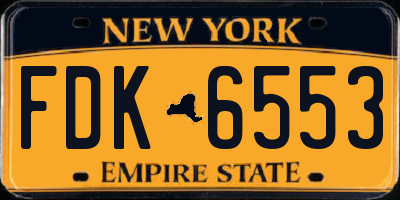 NY license plate FDK6553
