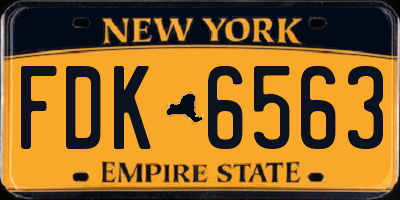 NY license plate FDK6563