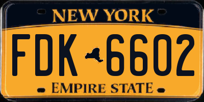NY license plate FDK6602