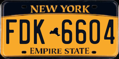 NY license plate FDK6604