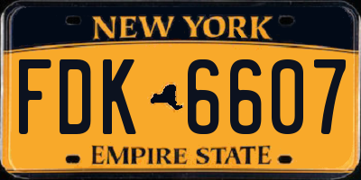 NY license plate FDK6607