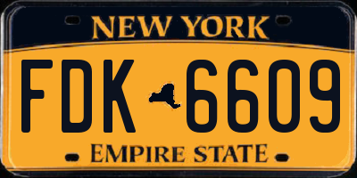 NY license plate FDK6609