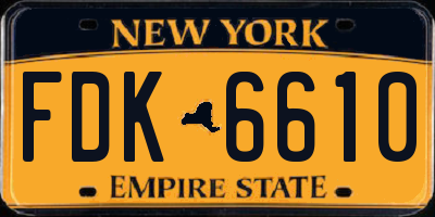 NY license plate FDK6610