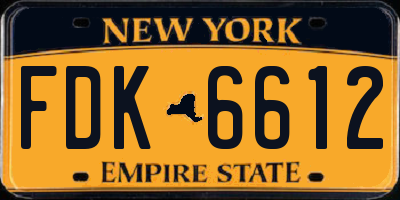 NY license plate FDK6612