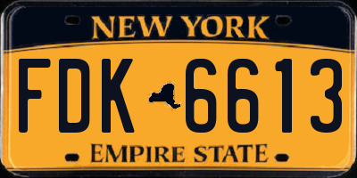 NY license plate FDK6613