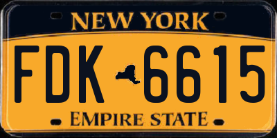 NY license plate FDK6615