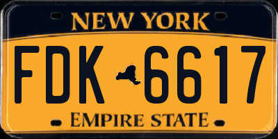 NY license plate FDK6617