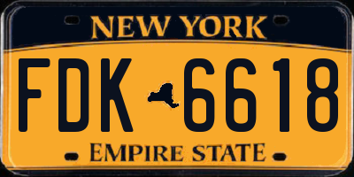 NY license plate FDK6618