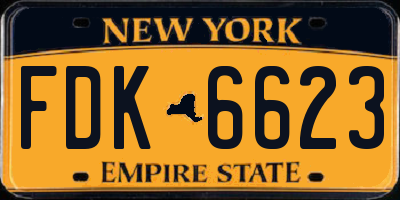 NY license plate FDK6623