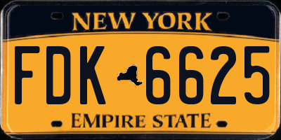NY license plate FDK6625
