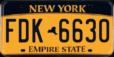 NY license plate FDK6630