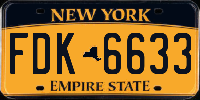 NY license plate FDK6633