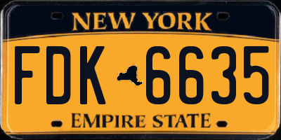 NY license plate FDK6635