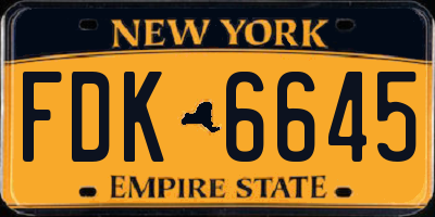 NY license plate FDK6645