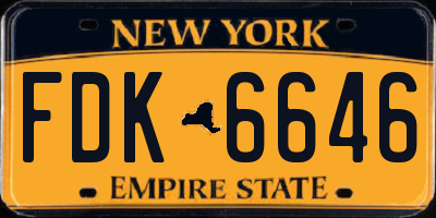 NY license plate FDK6646