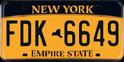 NY license plate FDK6649