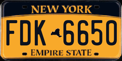 NY license plate FDK6650