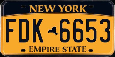 NY license plate FDK6653