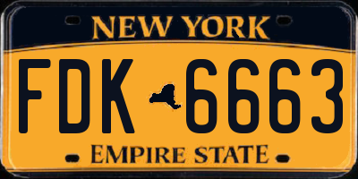 NY license plate FDK6663