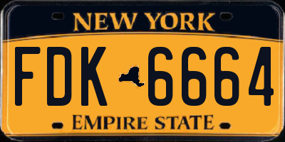NY license plate FDK6664