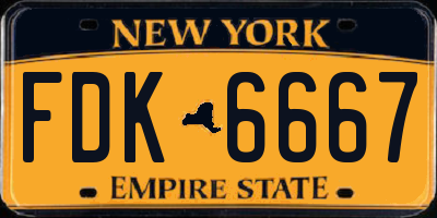 NY license plate FDK6667