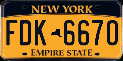 NY license plate FDK6670