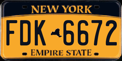NY license plate FDK6672