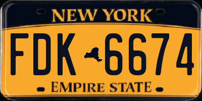 NY license plate FDK6674