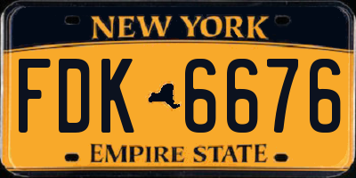 NY license plate FDK6676