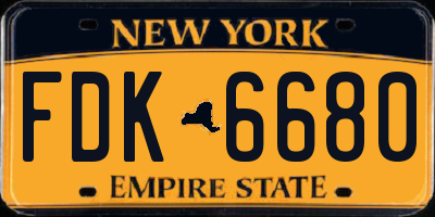 NY license plate FDK6680