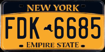 NY license plate FDK6685