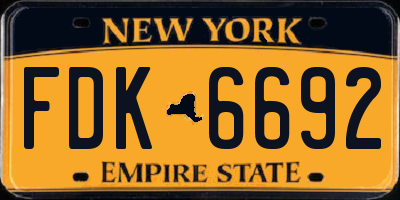 NY license plate FDK6692