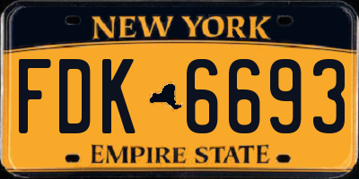 NY license plate FDK6693