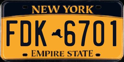 NY license plate FDK6701