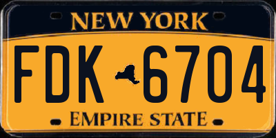 NY license plate FDK6704