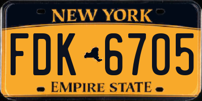 NY license plate FDK6705