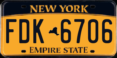 NY license plate FDK6706