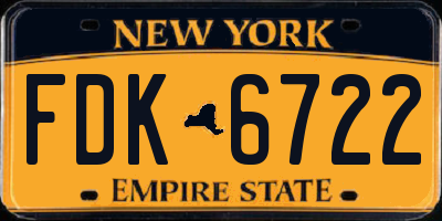 NY license plate FDK6722