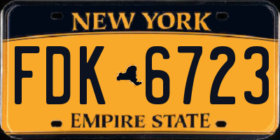 NY license plate FDK6723