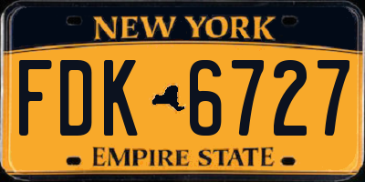 NY license plate FDK6727