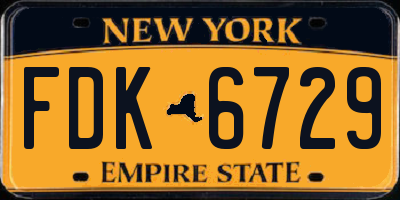 NY license plate FDK6729