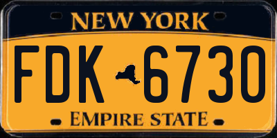 NY license plate FDK6730