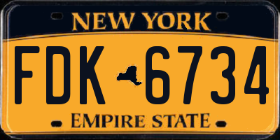 NY license plate FDK6734